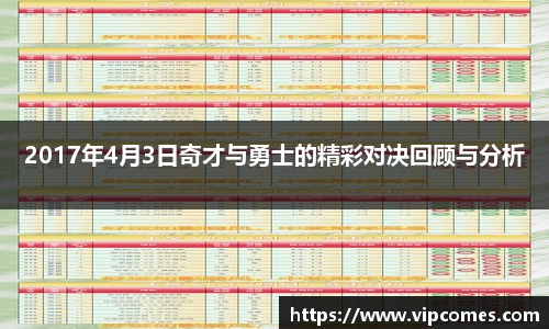 2017年4月3日奇才与勇士的精彩对决回顾与分析